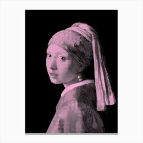 Girl with a Pearl Earring Pink Canvas Print