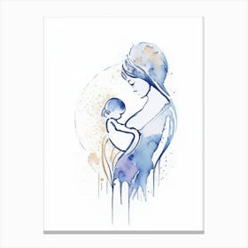 Mother And Child Symbol Symbol Minimal Watercolour Canvas Print