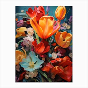 Tulips In Art Nouveau Canvas Print