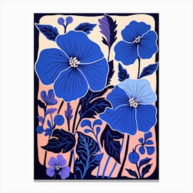 Blue Flower Illustration Hibiscus 3 Canvas Print