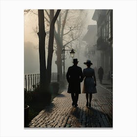 Couple Walking Down The Street Canvas Print