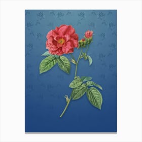 Vintage Apothecary Rose Botanical on Bahama Blue Pattern n.2562 Canvas Print