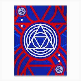 Geometric Abstract Glyph in White on Red and Blue Array n.0090 Canvas Print