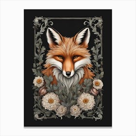 Fox with flowers Canvas Print