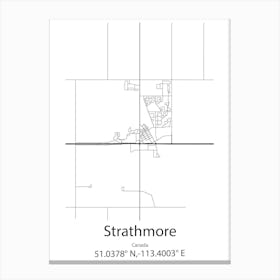 Strathmore,Canada Minimalist Map Canvas Print