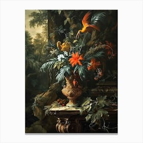 Baroque Floral Still Life Bird Of Paradise 2 Canvas Print