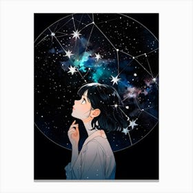 Stargazing Girl Canvas Print