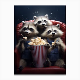 Cartoon Tres Marias Raccoon Eating Popcorn At The Cinema 4 Canvas Print