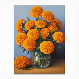 Orange Flowers In A Vase 2 Canvas Print