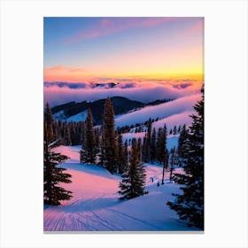 Grandvalira, Andorra Sunrise Skiing Poster Canvas Print