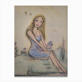 Girl In A Blue Dress Canvas Print
