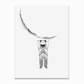 Astronaut Hanging On The Moon Canvas Print