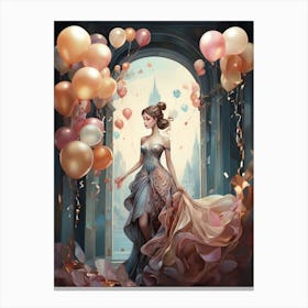 Girl With Balloons Canvas Print