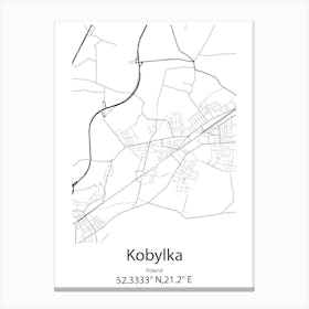 Kobylka,Poland Minimalist Map Stampe su tela