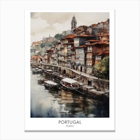 Porto, Portugal 3 Watercolor Travel Poster Canvas Print