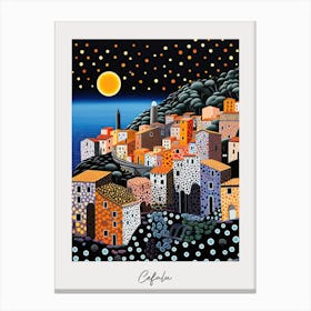 Poster Of Cefalu, Italy, Illustration In The Style Of Pop Art 2 Canvas Print
