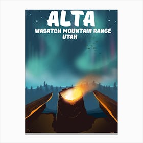Alta Wasatch Mountain Range Utah Travel poster Canvas Print