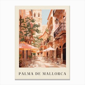 Palma De Mallorca Spain 1 Vintage Pink Travel Illustration Poster Canvas Print