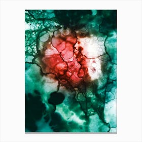 Modern Abstraction Red In Green Canvas Print