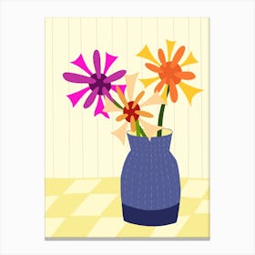 Blue Vase With Flowers Canvas Print