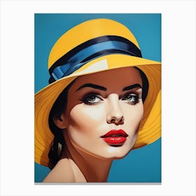 Woman Portrait With Hat Pop Art (27) Canvas Print
