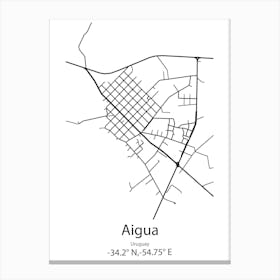 Aigua,Uruguay Minimalist Map Canvas Print