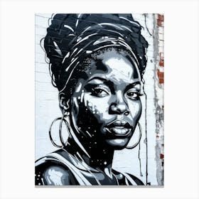 Graffiti Mural Of Beautiful Black Woman 272 Canvas Print