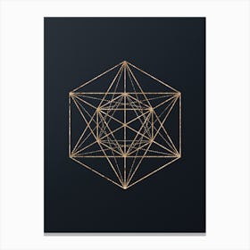 Abstract Geometric Gold Glyph on Dark Teal n.0230 Canvas Print