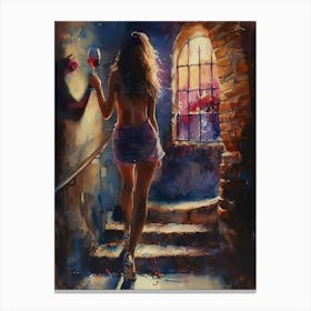 Girl With A Glass Of Wine 13 Canvas Print