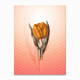 Gesner's Tulip Vintage Botanical in Peach Fuzz Hishi Diamond Pattern n.0062 Canvas Print