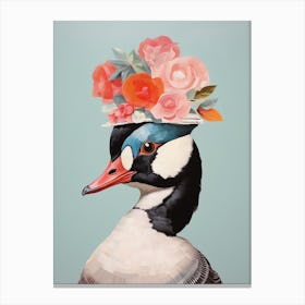 Bird With A Flower Crown Bufflehead 2 Canvas Print