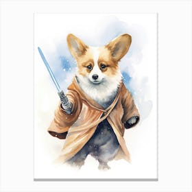 Corgi Dog As A Jedi 4 Canvas Print