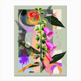 Foxglove 3 Neon Flower Collage Canvas Print