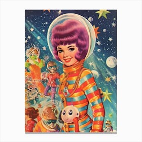 Vintage Astronaut Girl Kitsch 3 Canvas Print