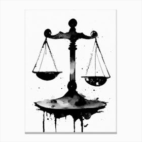Balance Scale Symbol Black And White Painting Canvas Print