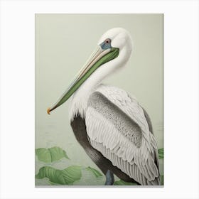 Ohara Koson Inspired Bird Painting Brown Pelican 7 Canvas Print