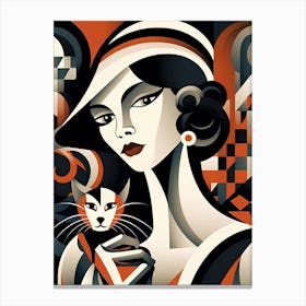 Lady With Cat Canvas Print