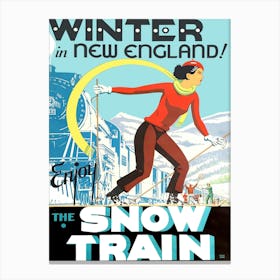 Winter In New England, Vintage Travel Poster Canvas Print