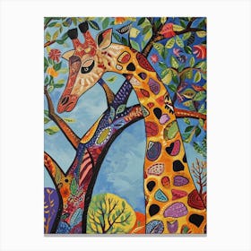 Giraffe In The Tree Branches 4 Canvas Print