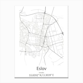 Eslov,Sweden Minimalist Map Canvas Print