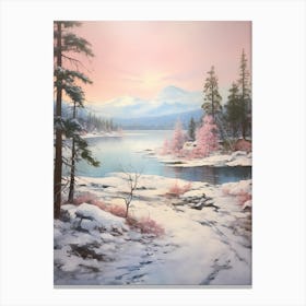 Dreamy Winter Painting Big Bear Lake California Canvas Print