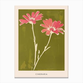 Pink & Green Cineraria 1 Flower Poster Canvas Print