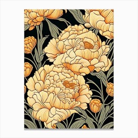 Orange Peonies On A Table 2 Drawing Canvas Print