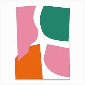 Collage Pink Green Orange White Graphic Abstract Canvas Print