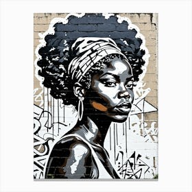 Vintage Graffiti Mural Of Beautiful Black Woman 129 Canvas Print