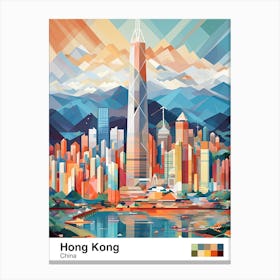 Hong Kong, China, Geometric Illustration 1 Poster Canvas Print
