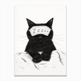 Sleeping Black Cat Canvas Print