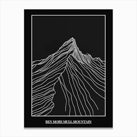 Ben More Mull Mountain Line Drawing 2 Poster Canvas Print
