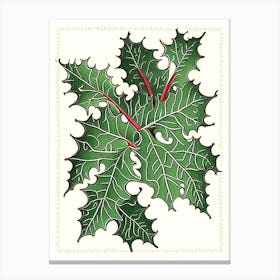 Long Eared Holly Fern Vintage Botanical Poster Canvas Print