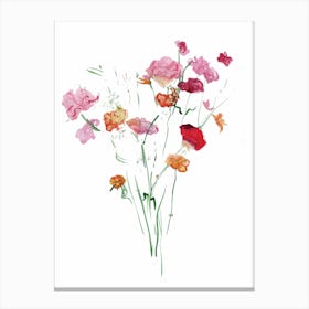 Bouquet Of Flowers Collage Roses Pink and Red Canvas Print
